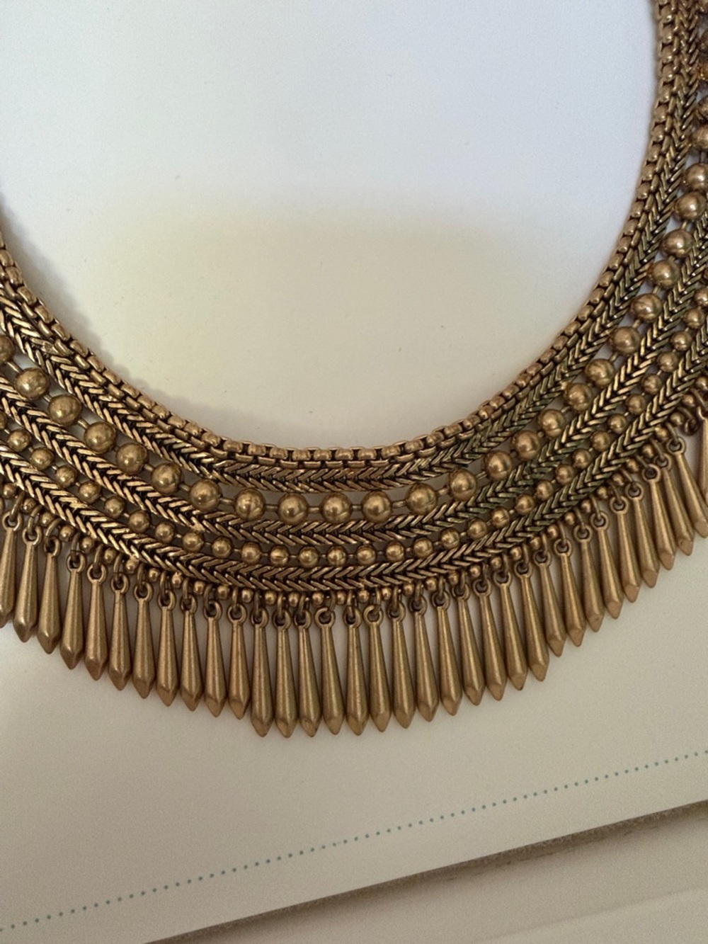 Stella & Dot Antique Gold Multi-Layer Fringe Collar Necklace - Picture 3 of 13